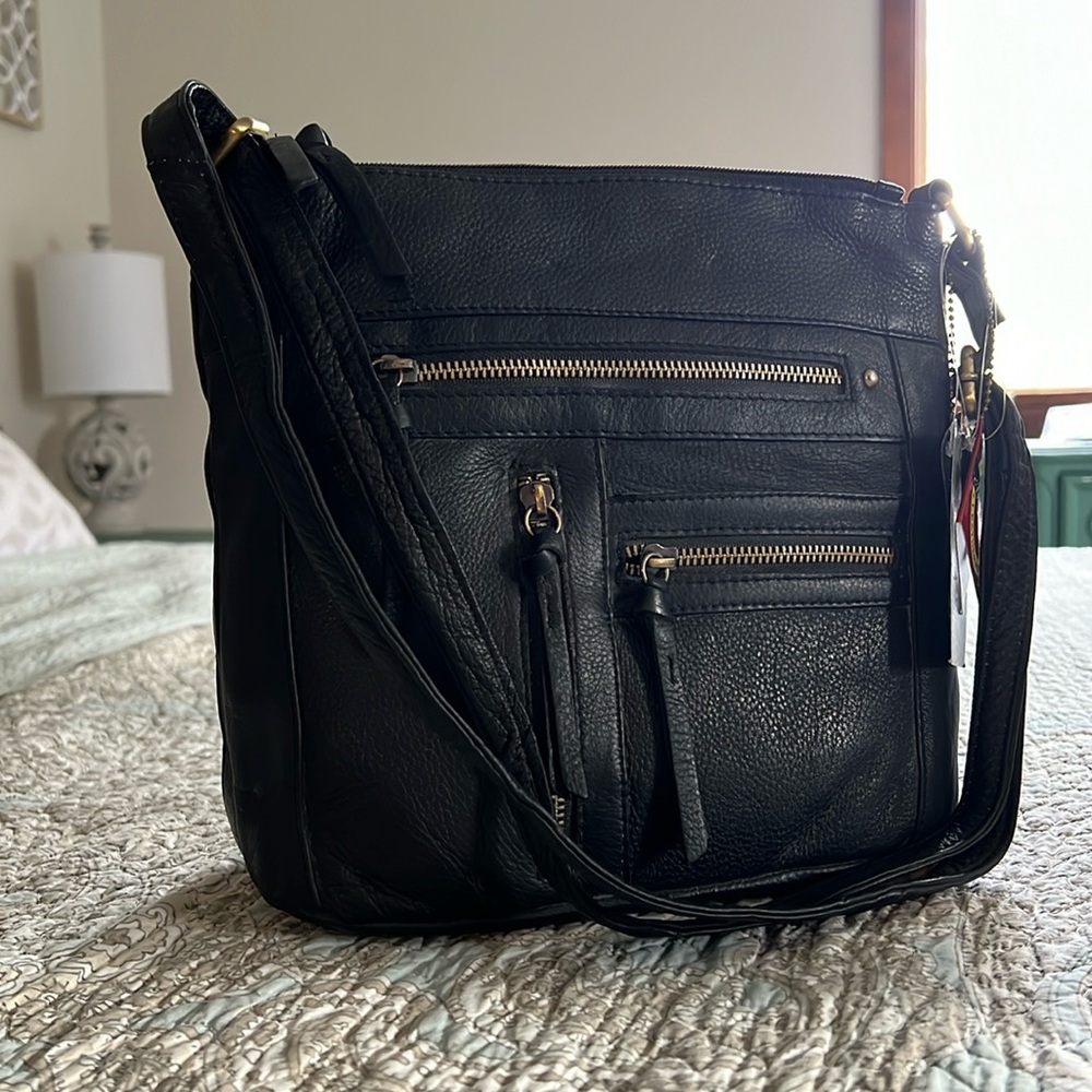 Great American Leatherworks Multi-Zip Bucket Crossbody Bag